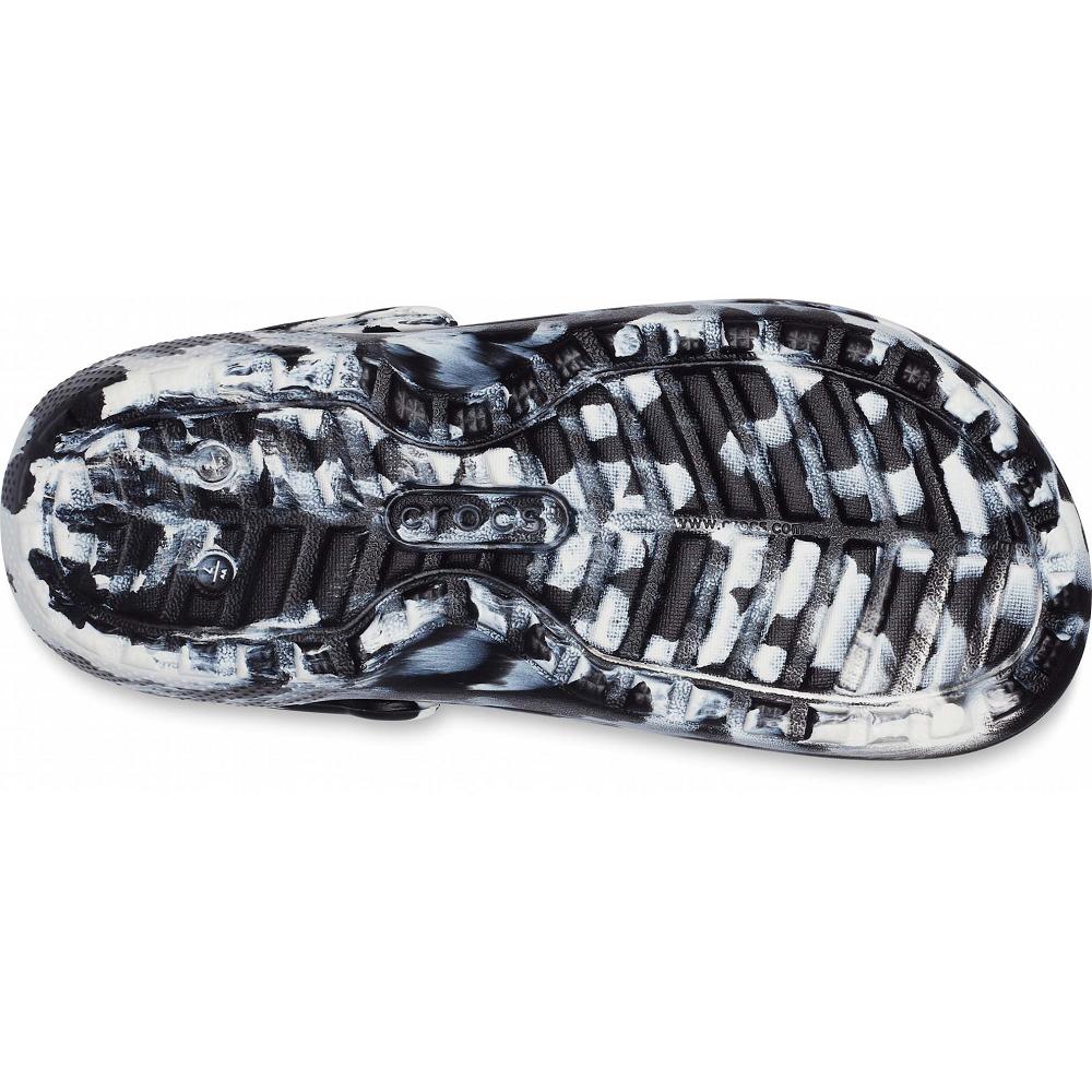 Crocs Classic Lined Marbled Women Clogs White / Black | EAWJXC983