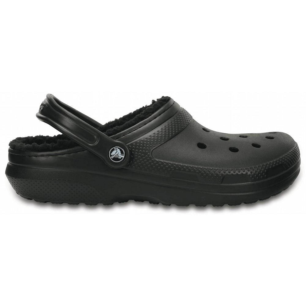 Crocs Classic Lined Men Clogs Black | FEVTZY597