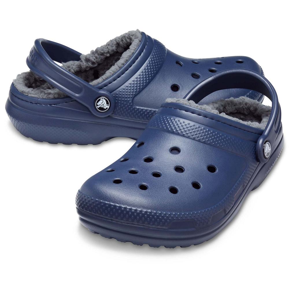 Crocs Classic Lined Men Clogs Navy | DPBZHX763