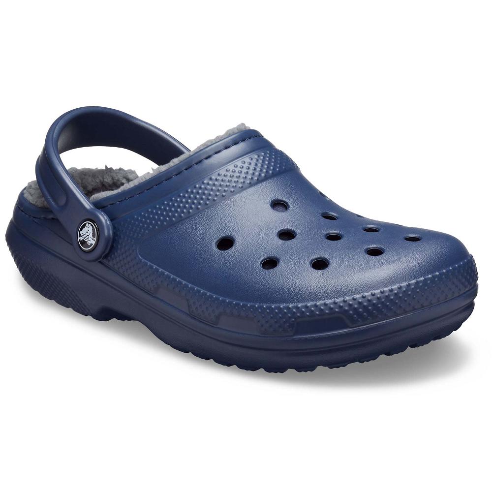 Crocs Classic Lined Men Clogs Navy | DPBZHX763