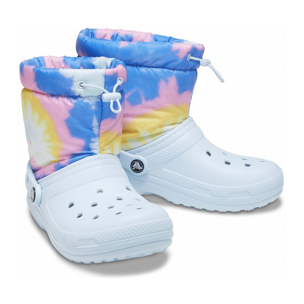 Crocs Classic Lined Neo Puff Tie Dye Women Boots White / Blue | XBMQGC053