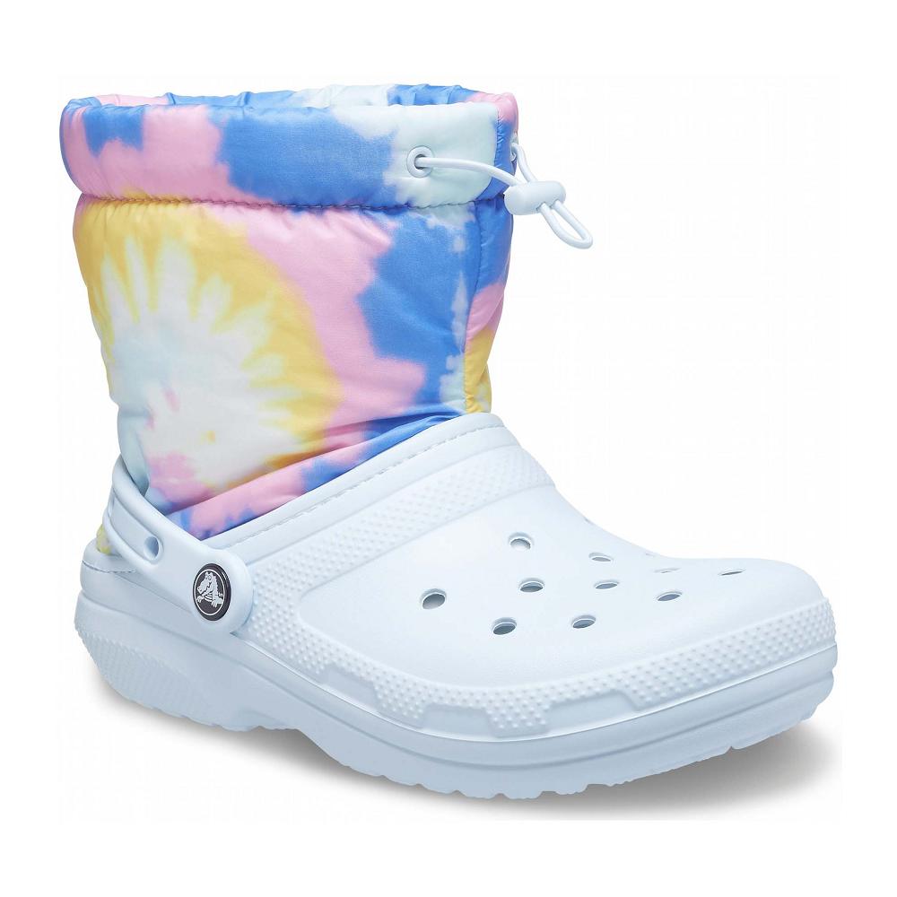 Crocs Classic Lined Neo Puff Tie Dye Women Boots White / Blue | XBMQGC053