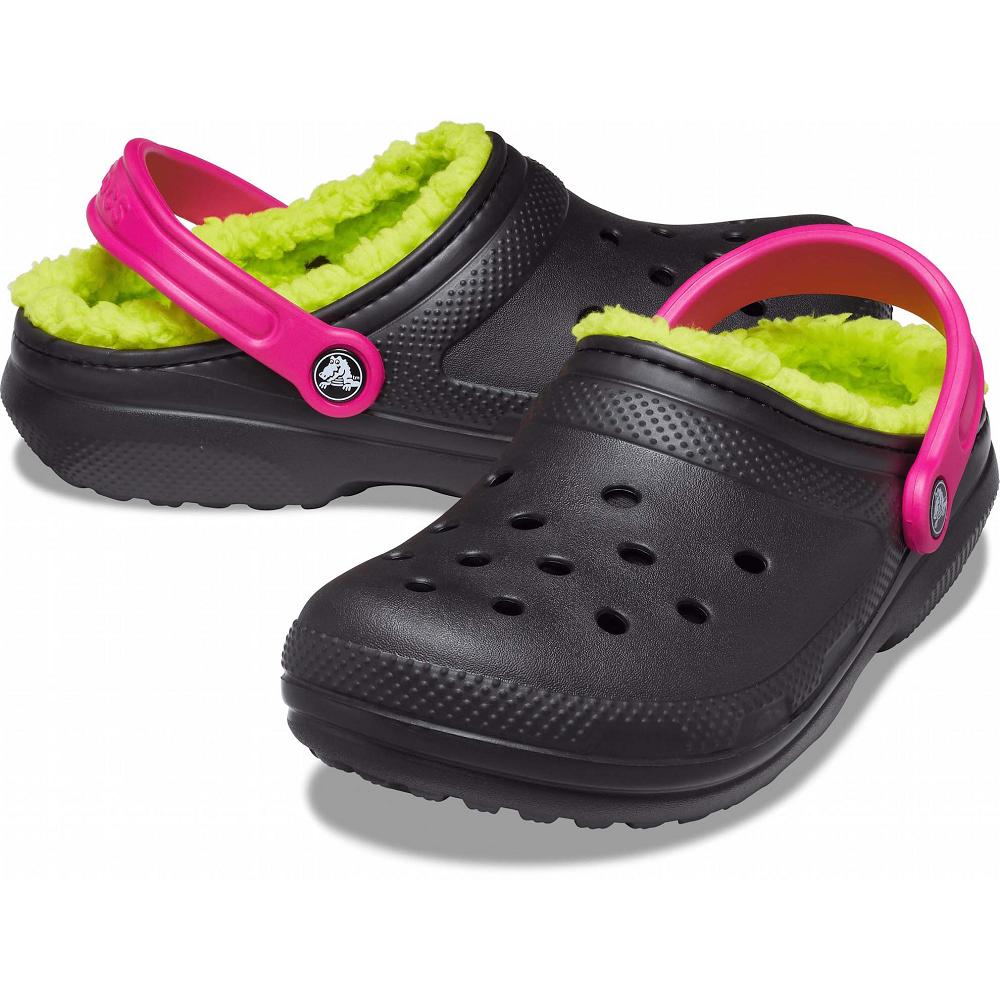 Crocs Classic Lined Pop Strap Men Clogs Black | CBWUAN418