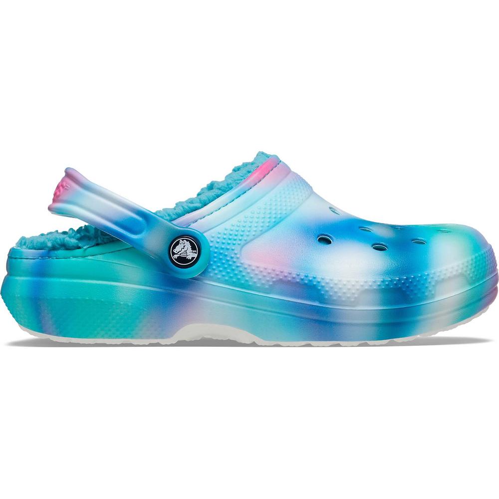 Crocs Classic Lined Solarized Men Clogs Turquoise / Multicolor | OXUIZR473