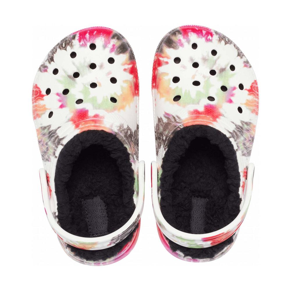 Crocs Classic Lined TieNew Zealand -Dye Graphic Kids' Clogs White / Multicolor | UHFKDE729