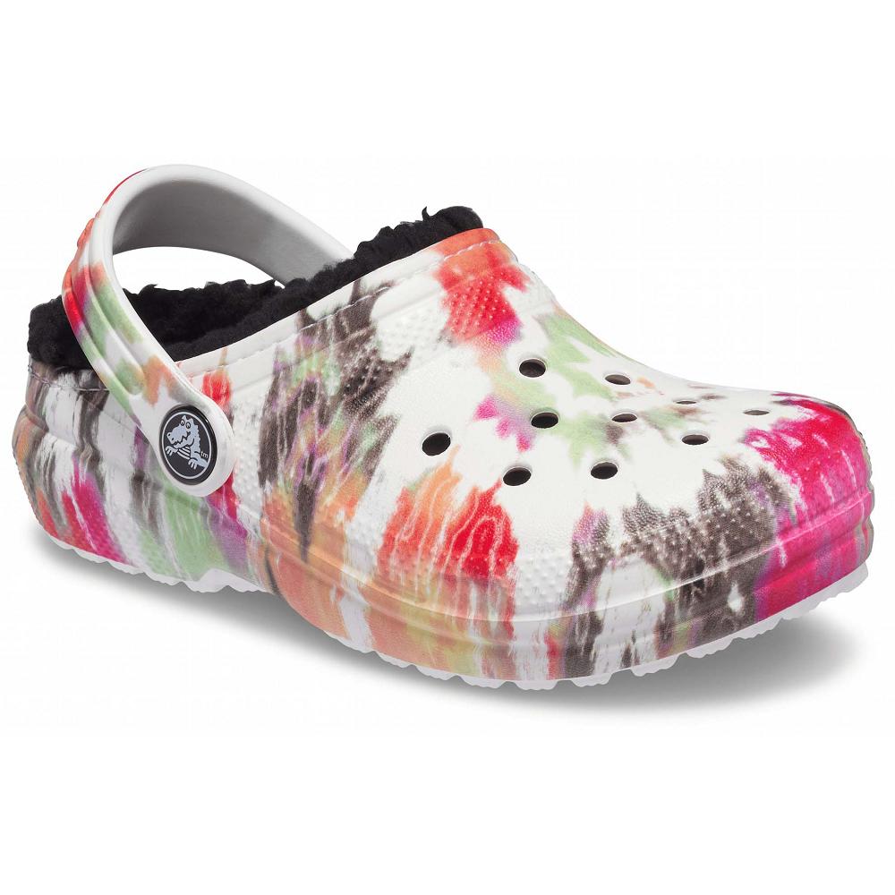 Crocs Classic Lined TieNew Zealand -Dye Graphic Kids\' Clogs White / Multicolor | UHFKDE729