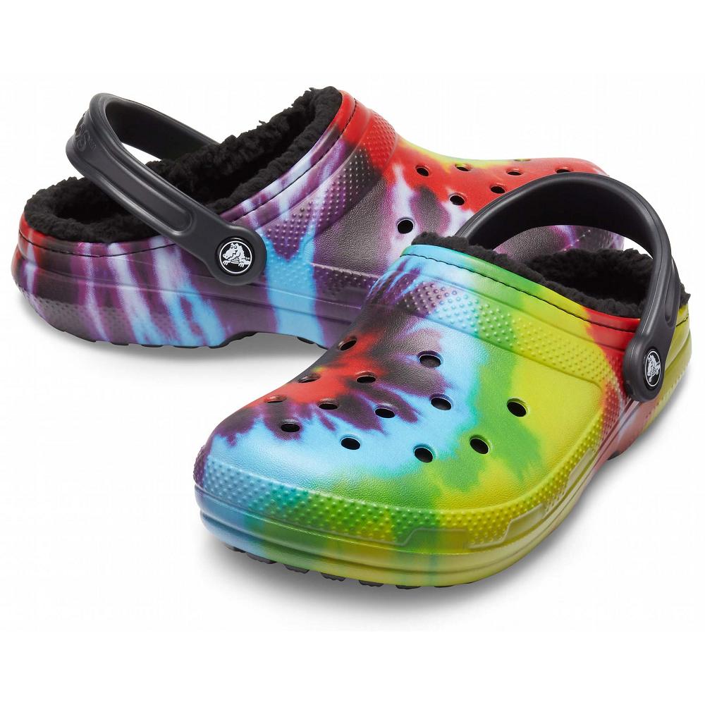 Crocs Classic Lined TieNew Zealand -Dye Men Clogs Black / Multicolor | HWLOMI073