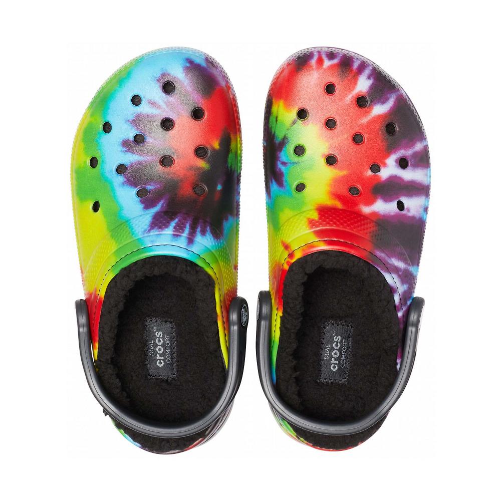 Crocs Classic Lined TieNew Zealand -Dye Men Clogs Black / Multicolor | HWLOMI073