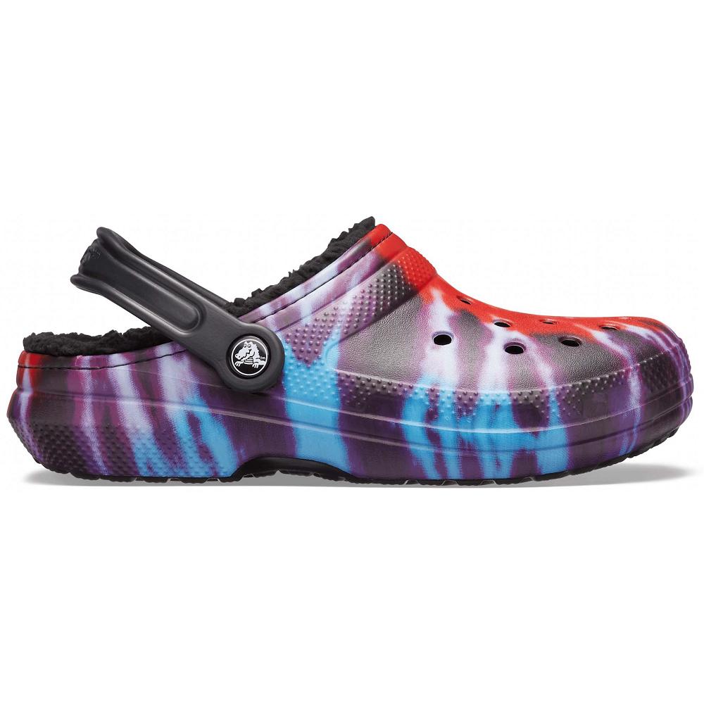 Crocs Classic Lined TieNew Zealand -Dye Men Clogs Black / Multicolor | HWLOMI073