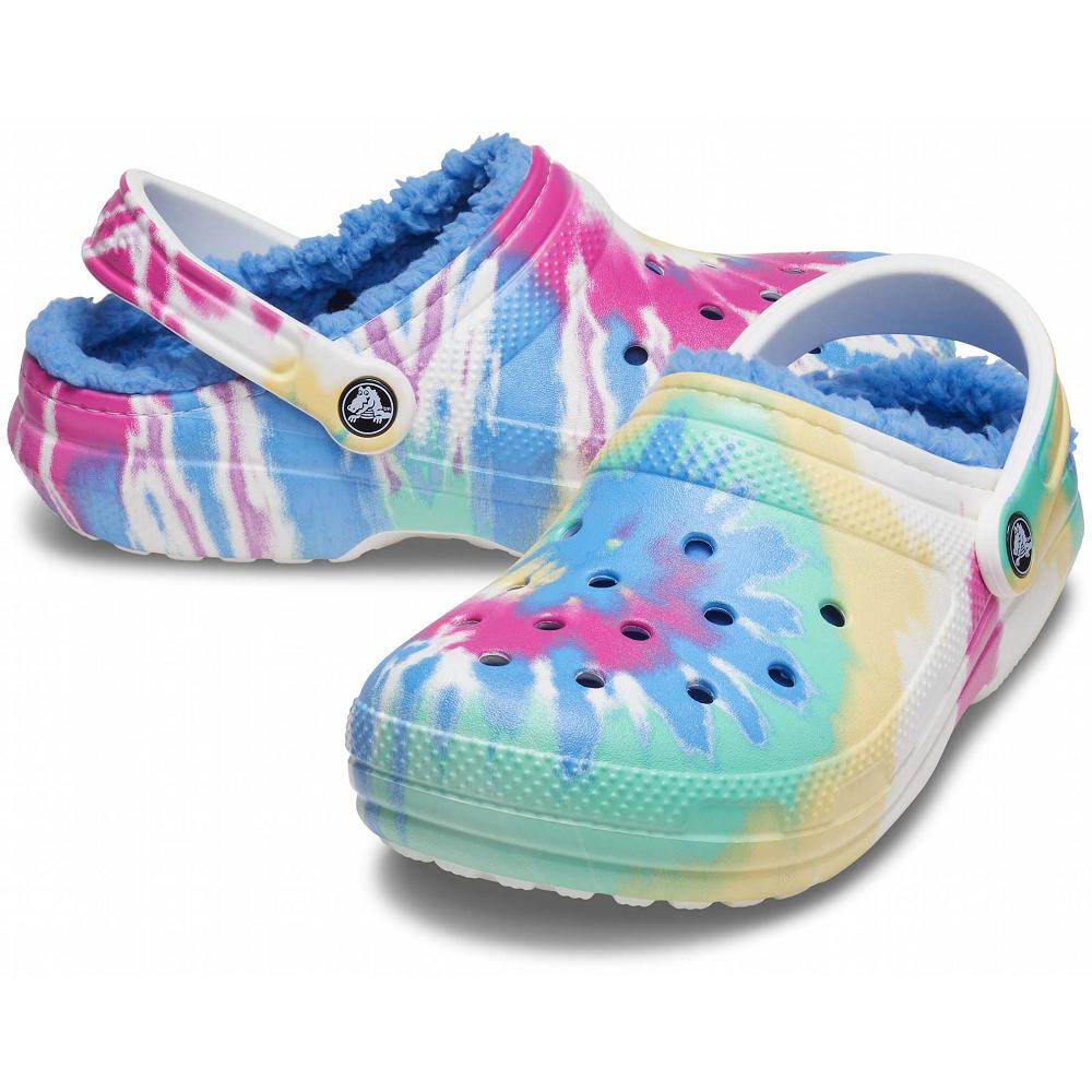 Crocs Classic Lined TieNew Zealand -Dye Men Clogs Blue / Multicolor | FQBKWG107