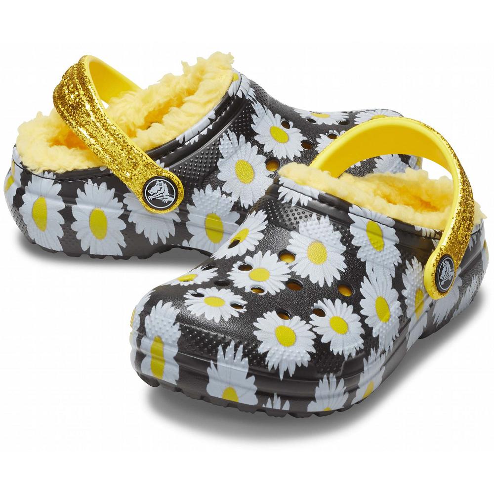Crocs Classic Lined Vacay Vibes Kids' Clogs Black / White | AFXCPN602