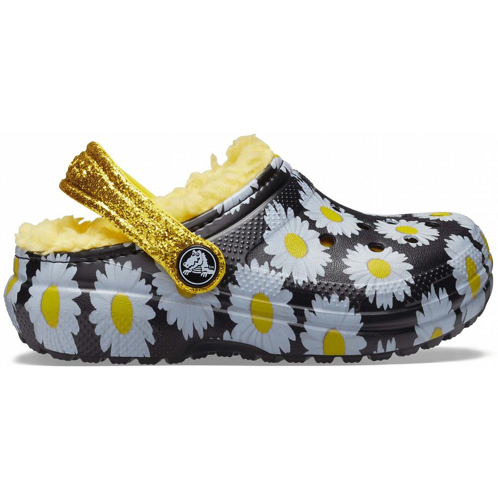 Crocs Classic Lined Vacay Vibes Kids' Clogs Black / White | AFXCPN602