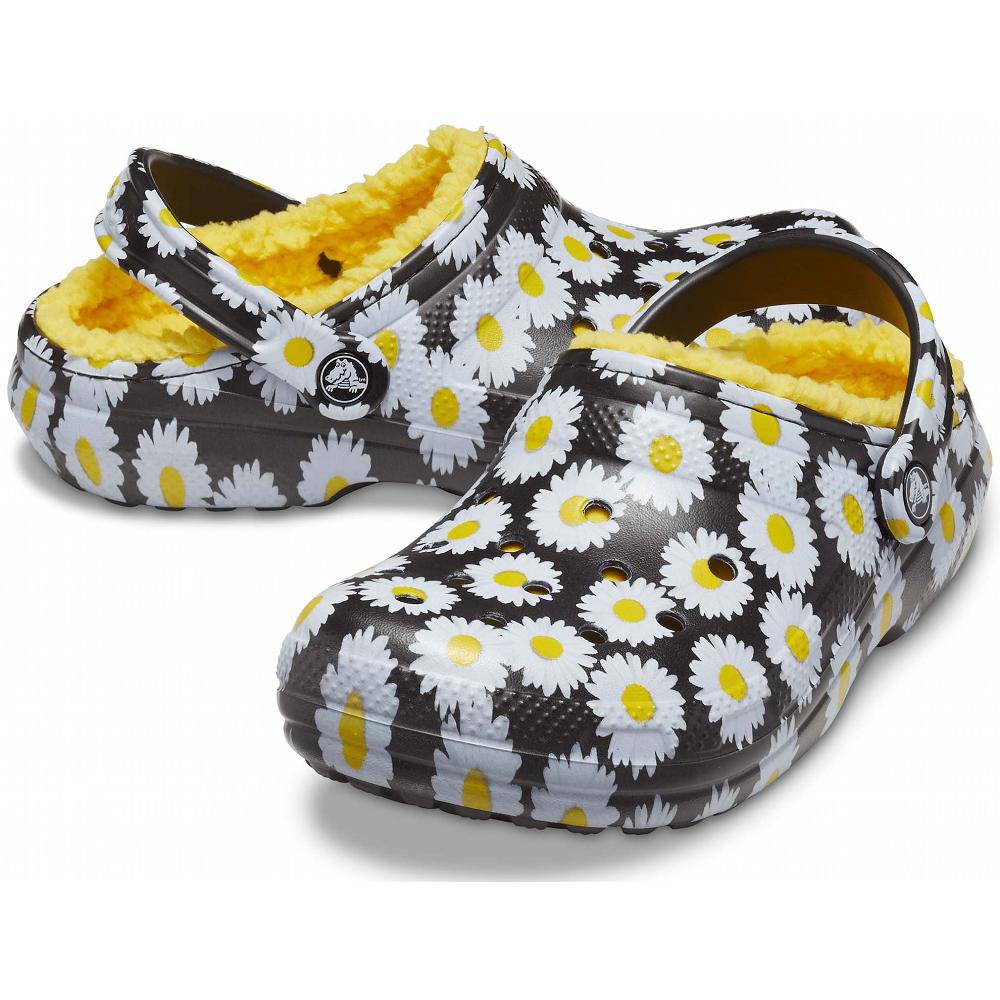 Crocs Classic Lined Vacay Vibes Men Clogs Black / White | EBURPN120