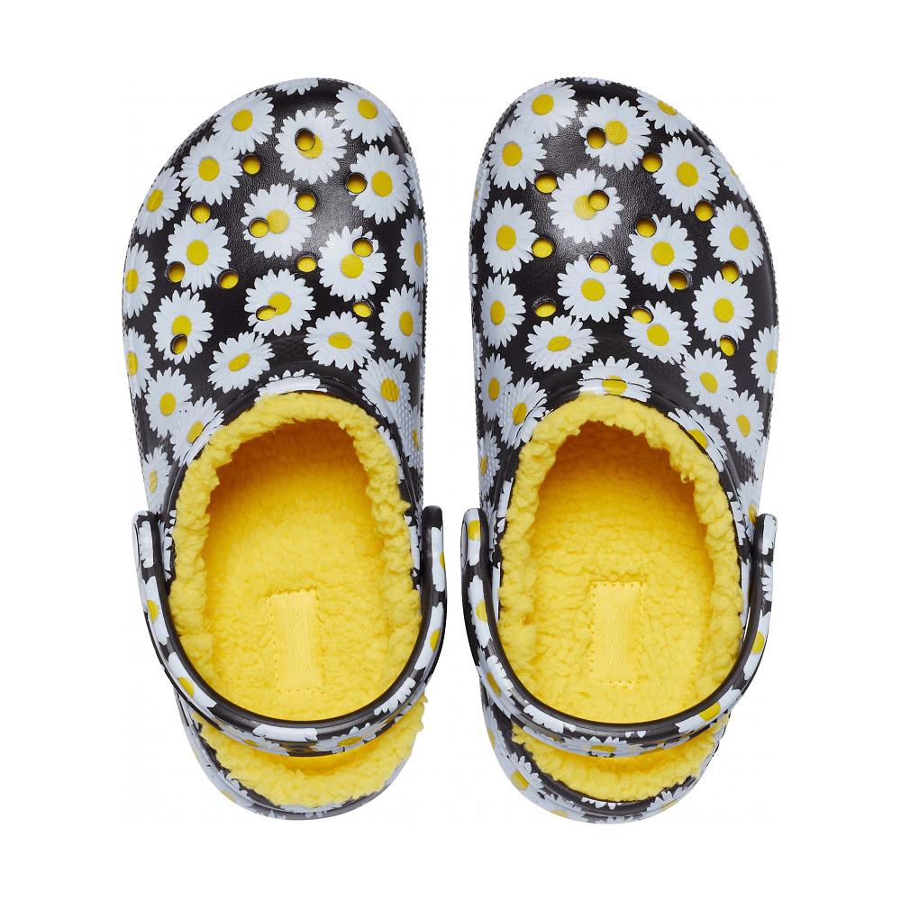 Crocs Classic Lined Vacay Vibes Men Clogs Black / White | EBURPN120