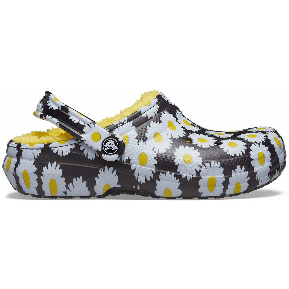 Crocs Classic Lined Vacay Vibes Men Clogs Black / White | EBURPN120
