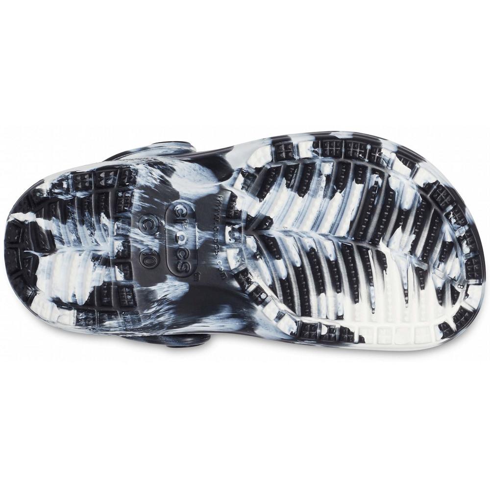 Crocs Classic Marbled Kids' Clogs Black / White | EAIOXB315