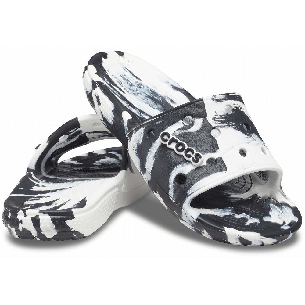 Crocs Classic Marbled Men Slides Black | YUBLSV035