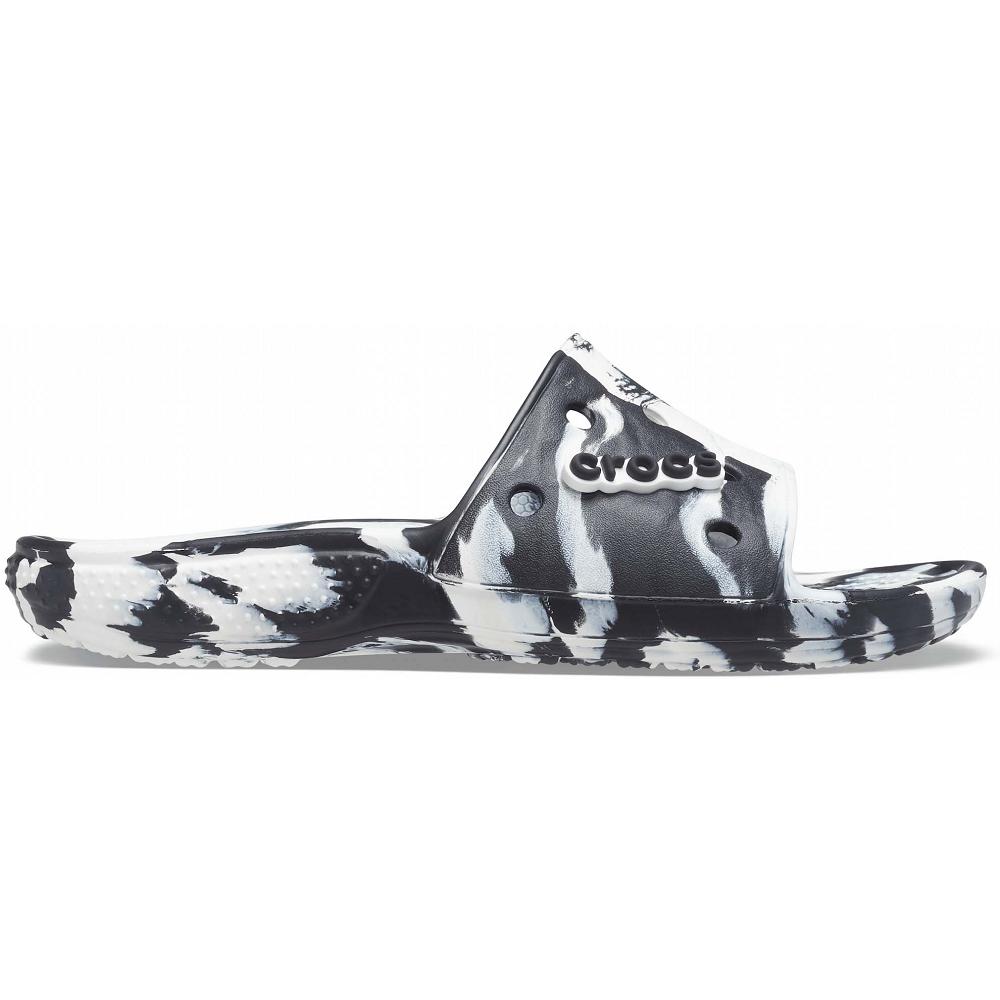 Crocs Classic Marbled Men Slides Black | YUBLSV035