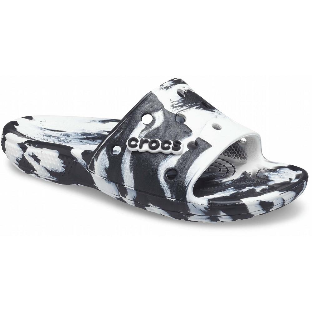 Crocs Classic Marbled Men Slides Black | YUBLSV035