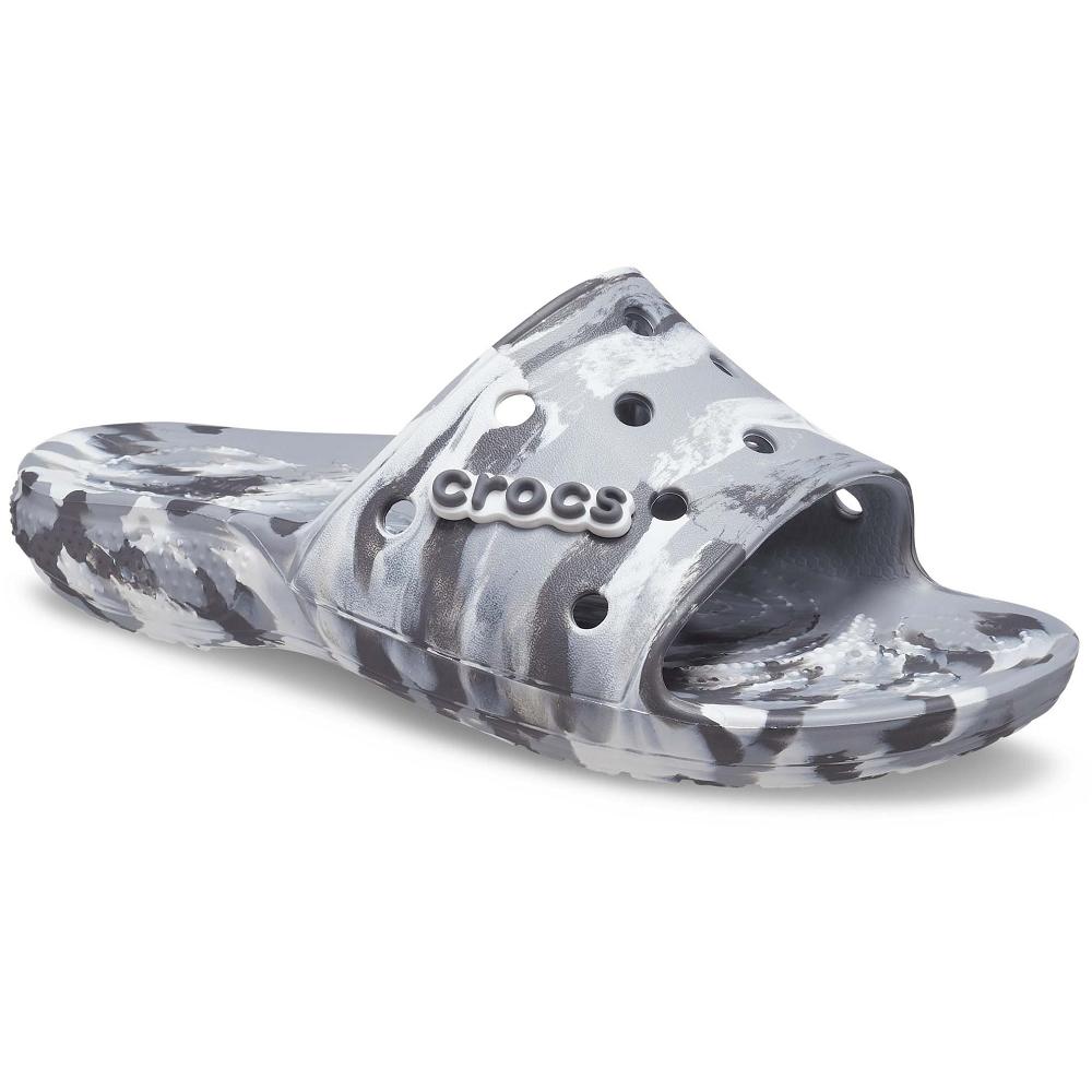 Crocs Classic Marbled Men Slides Grey | GIJVZE276