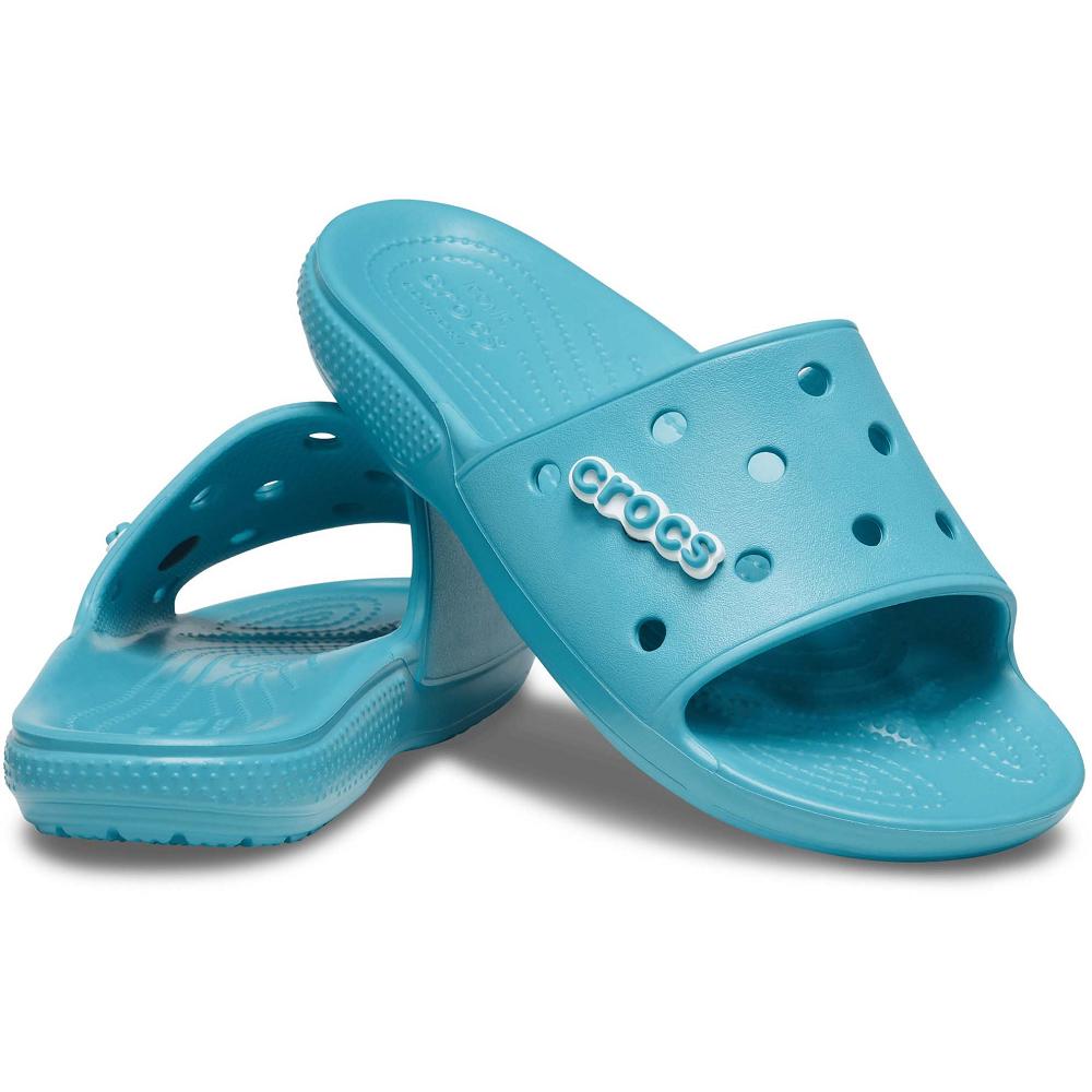 Crocs Classic Men Slides Light Turquoise | AHPIEW147