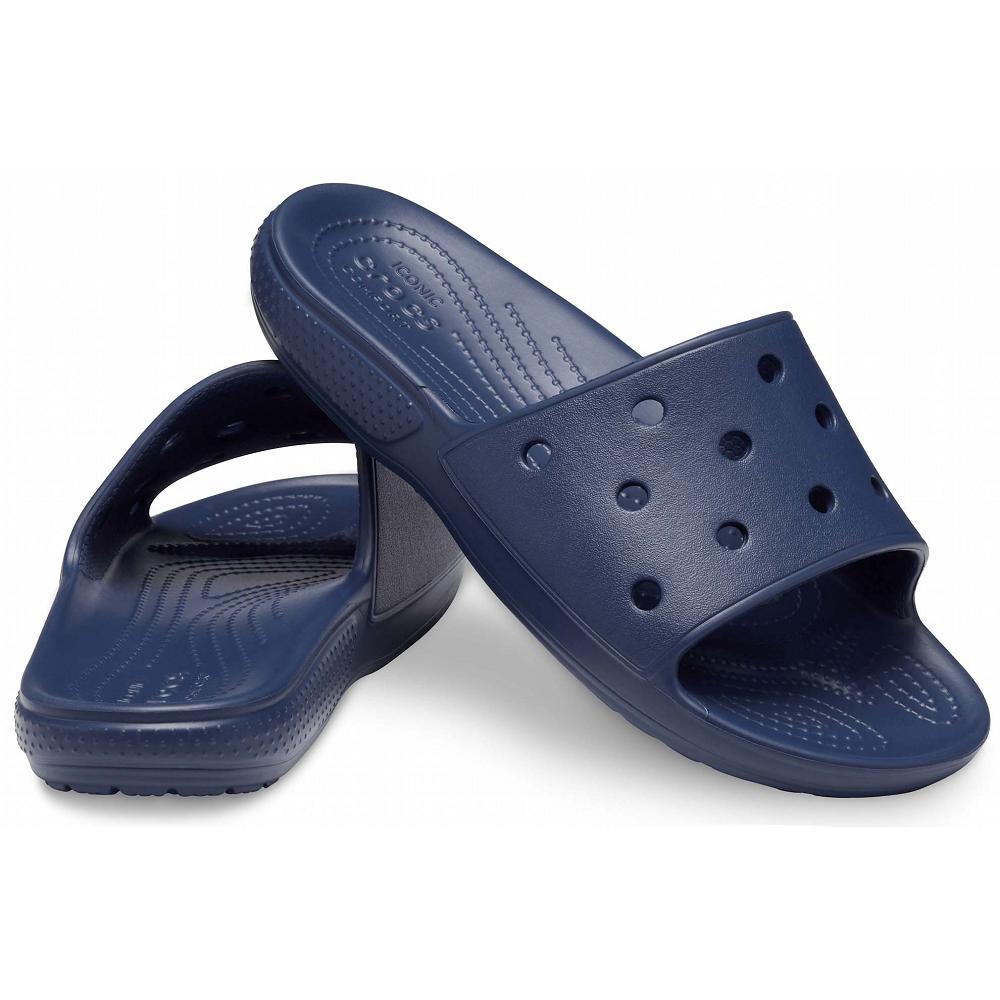 Crocs Classic Men Slides Navy | YCEJAK760