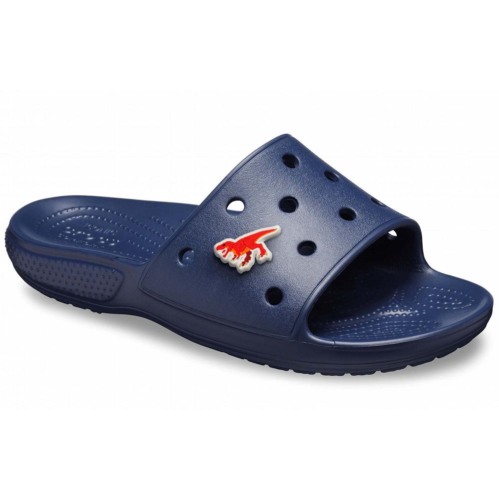 Crocs Classic Men Slides Navy | YCEJAK760