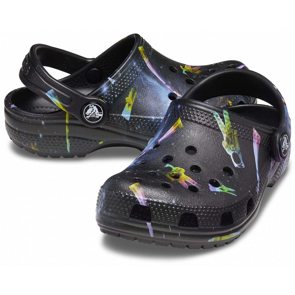 Crocs Classic Out of this World II Kids' Clogs Black / Multicolor | DVMIFH608