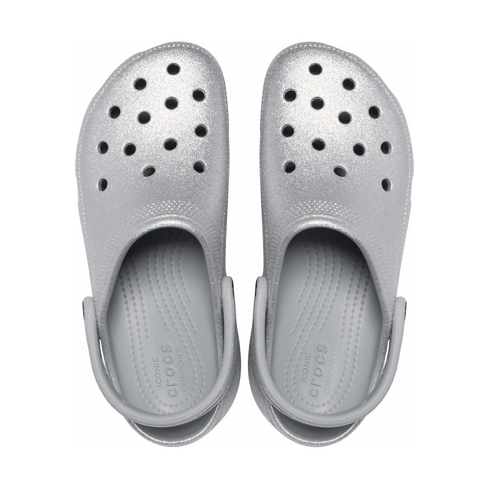 Crocs Classic Platform Glitter Women Clogs Silver | EFBRXL837