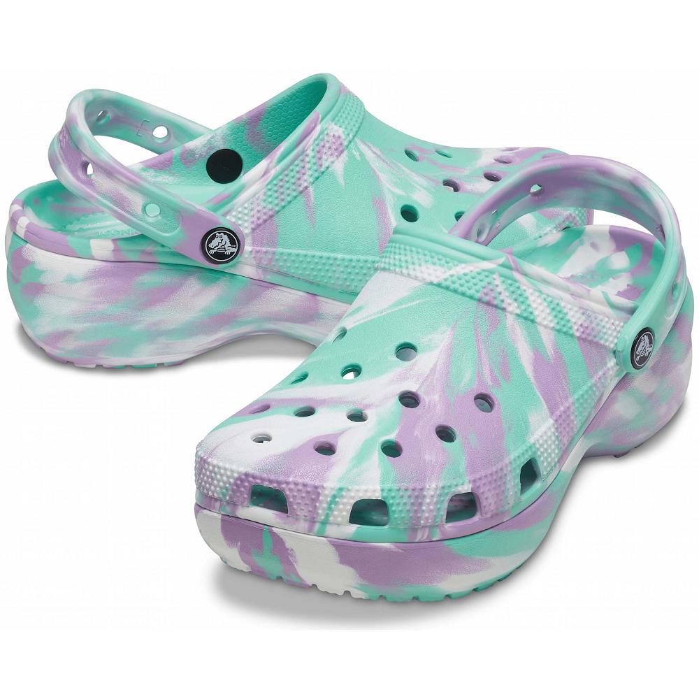 Crocs Classic Platform Marbled Women Clogs Mint | FLSUAD749