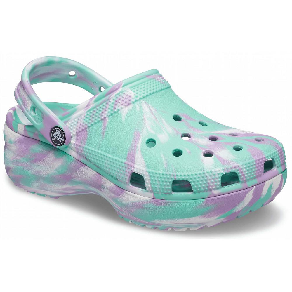 Crocs Classic Platform Marbled Women Clogs Mint | FLSUAD749
