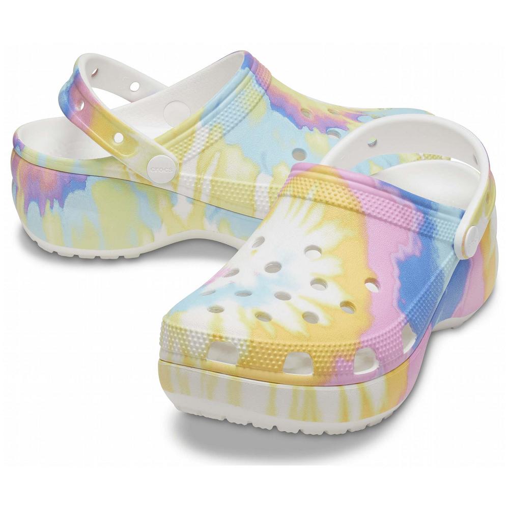 Crocs Classic Platform TieNew Zealand -Dye Graphic Women Clogs Multicolor | HGOYEJ106