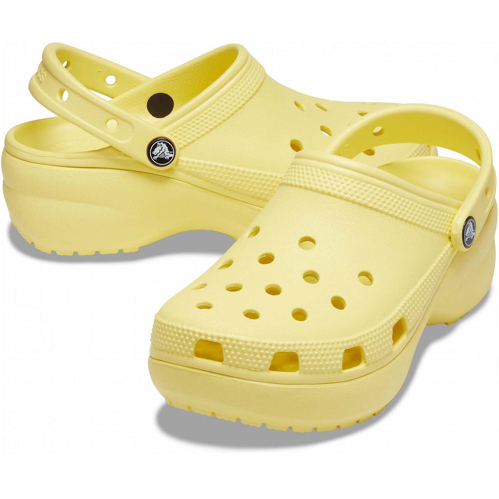 Crocs Classic Platform Women Clogs Yellow | GOARLH709