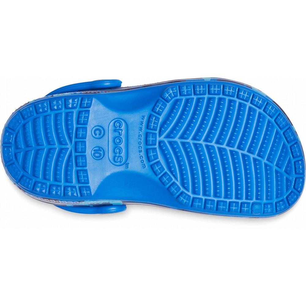 Crocs Classic Printed Kids' Clogs Blue | JIGNSO037