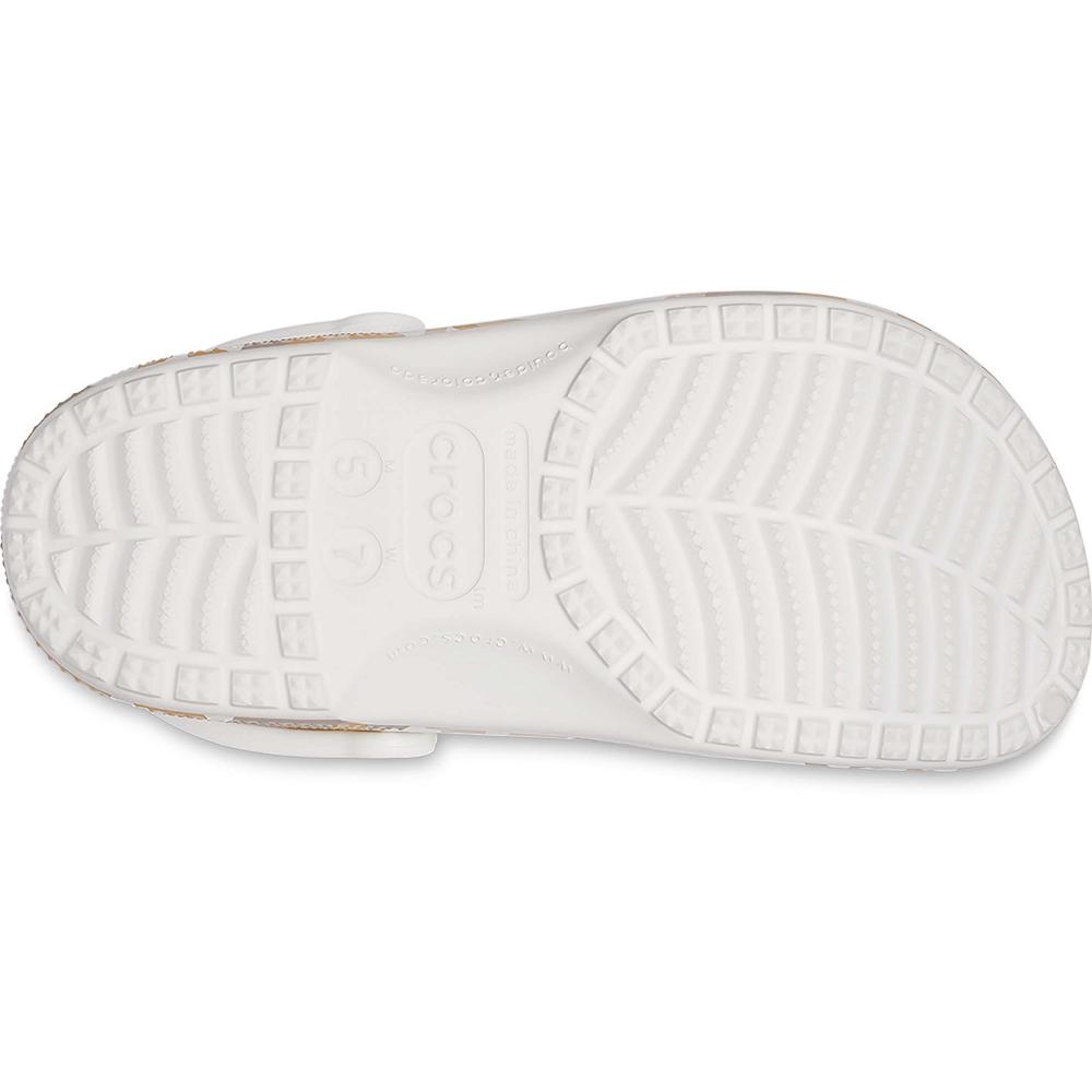 Crocs Classic Printed Men Clogs White / Brown | MSJTGK348