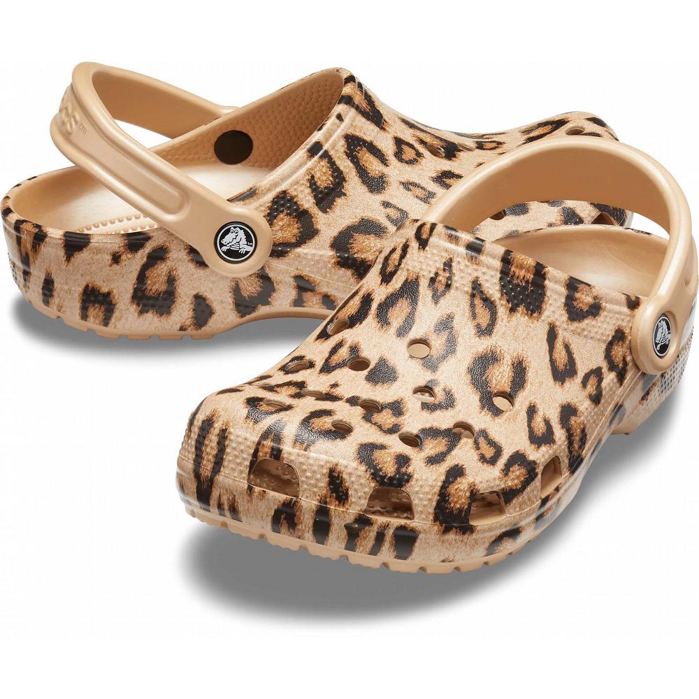 Crocs Classic Printed Women Clogs Khaki | YKACRL172