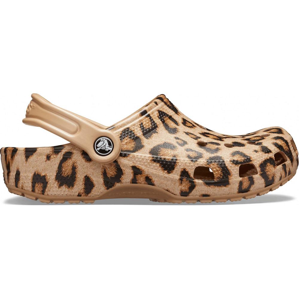 Crocs Classic Printed Women Clogs Khaki | YKACRL172