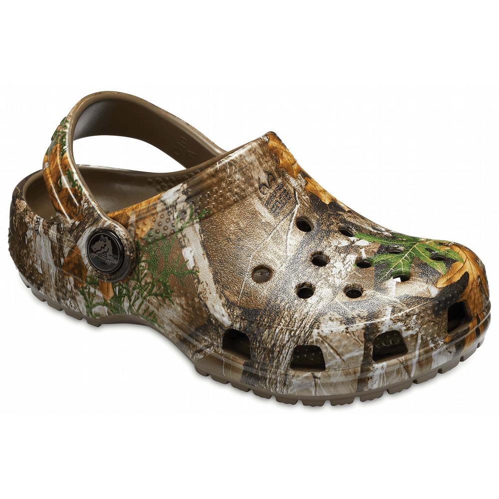 Crocs Classic Realtree Edge Kids\' Clogs Grey Brown | KJFEXI496