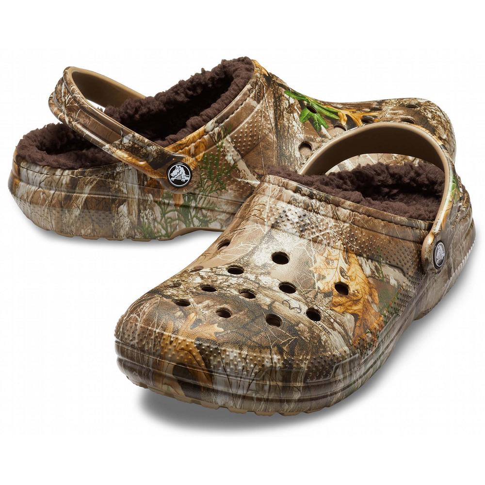Crocs Classic Realtree Edge Lined Men Clogs Brown | WHCULZ304