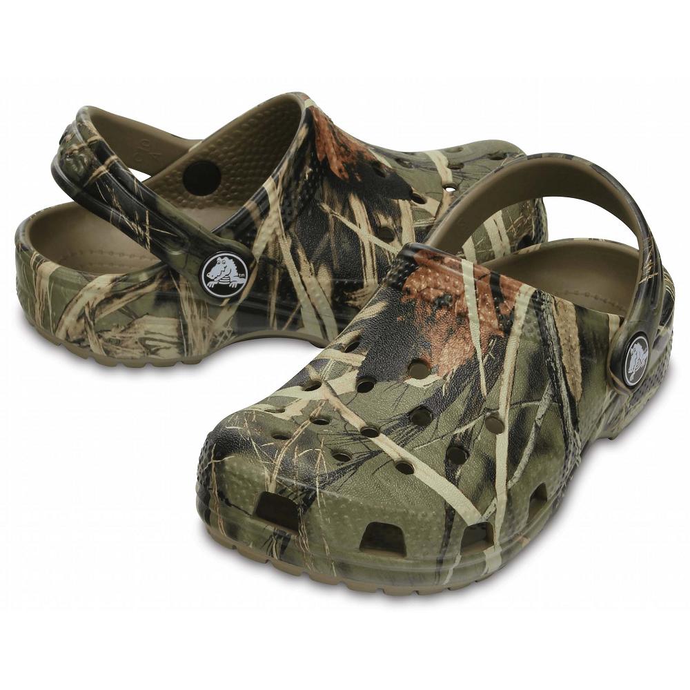 Crocs Classic Realtree Kids' Clogs Olive | BTRWEF927
