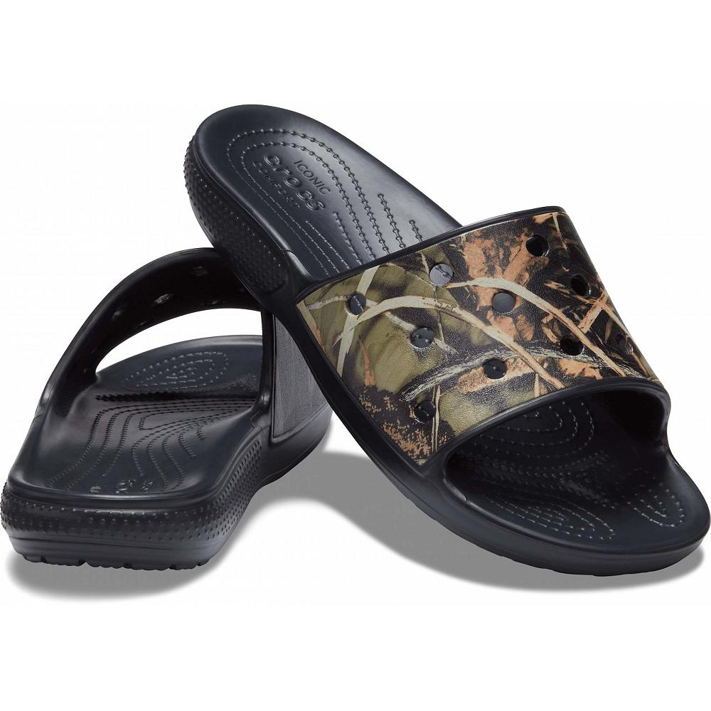 Crocs Classic Realtree Women Slides Black | KVQJNO906