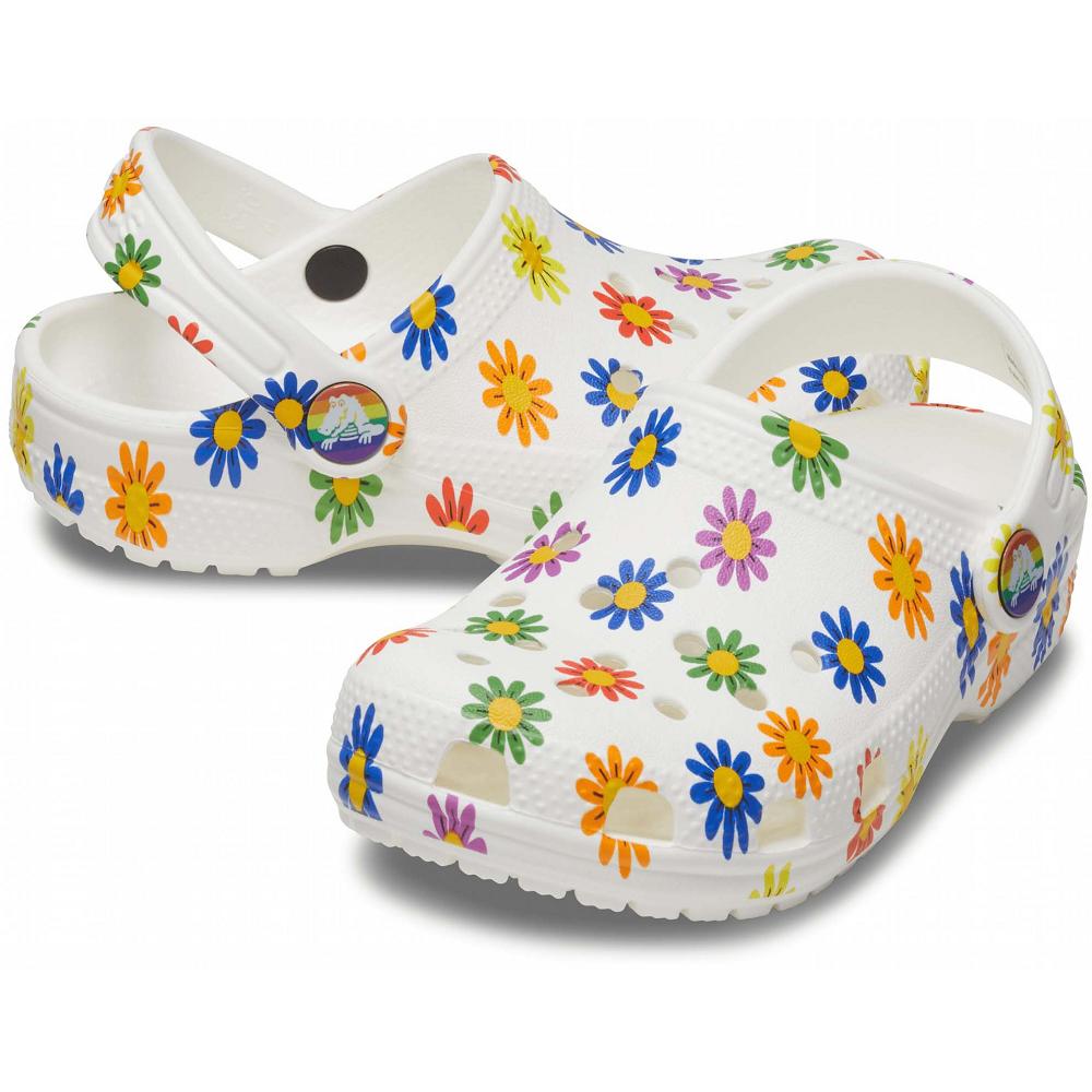 Crocs Classic Seasonal Print Kids' Clogs White / Multicolor | UKNLEO786