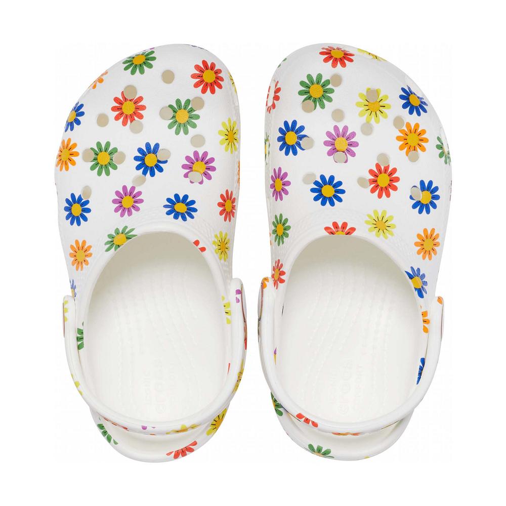 Crocs Classic Seasonal Print Kids' Clogs White / Multicolor | UKNLEO786