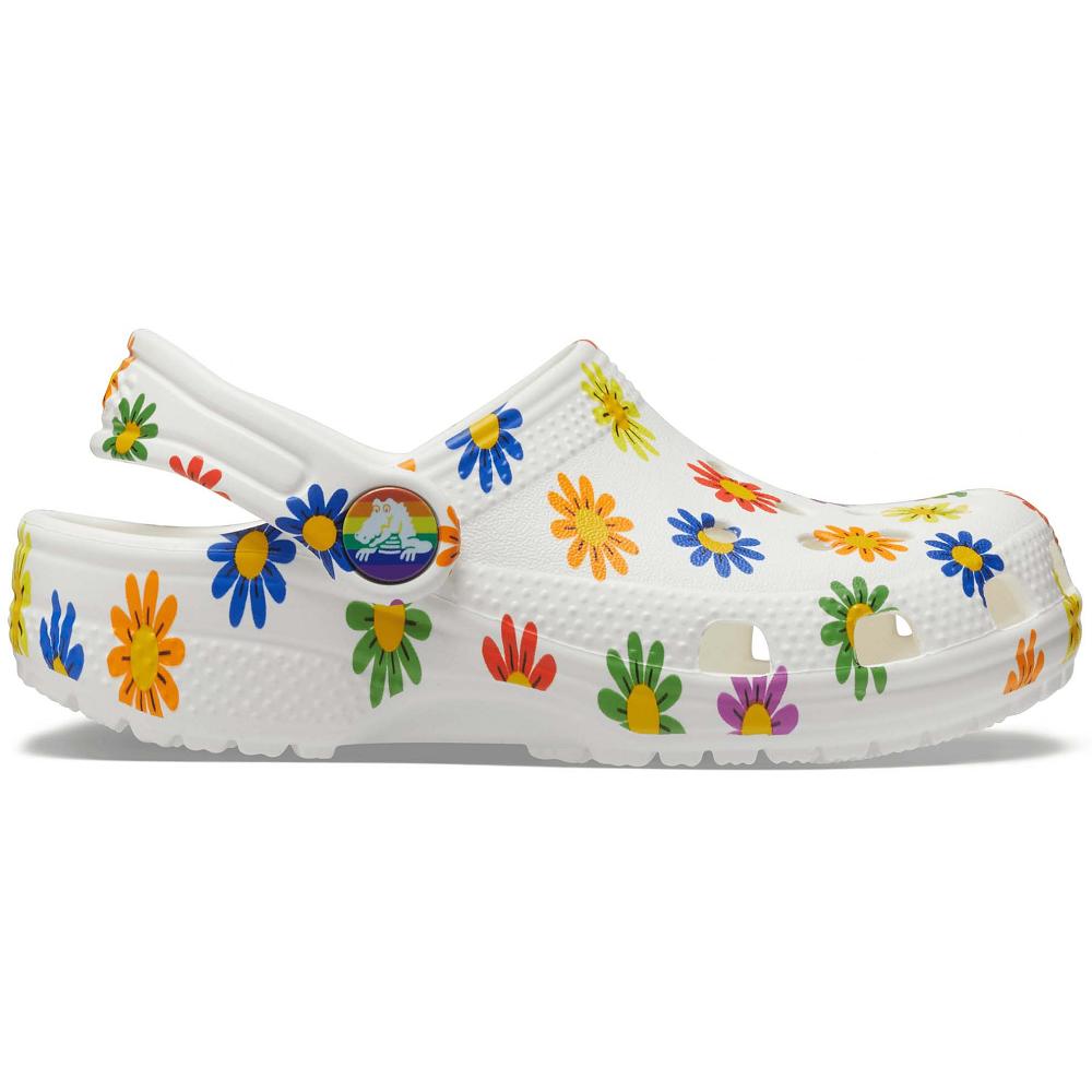 Crocs Classic Seasonal Print Kids' Clogs White / Multicolor | UKNLEO786