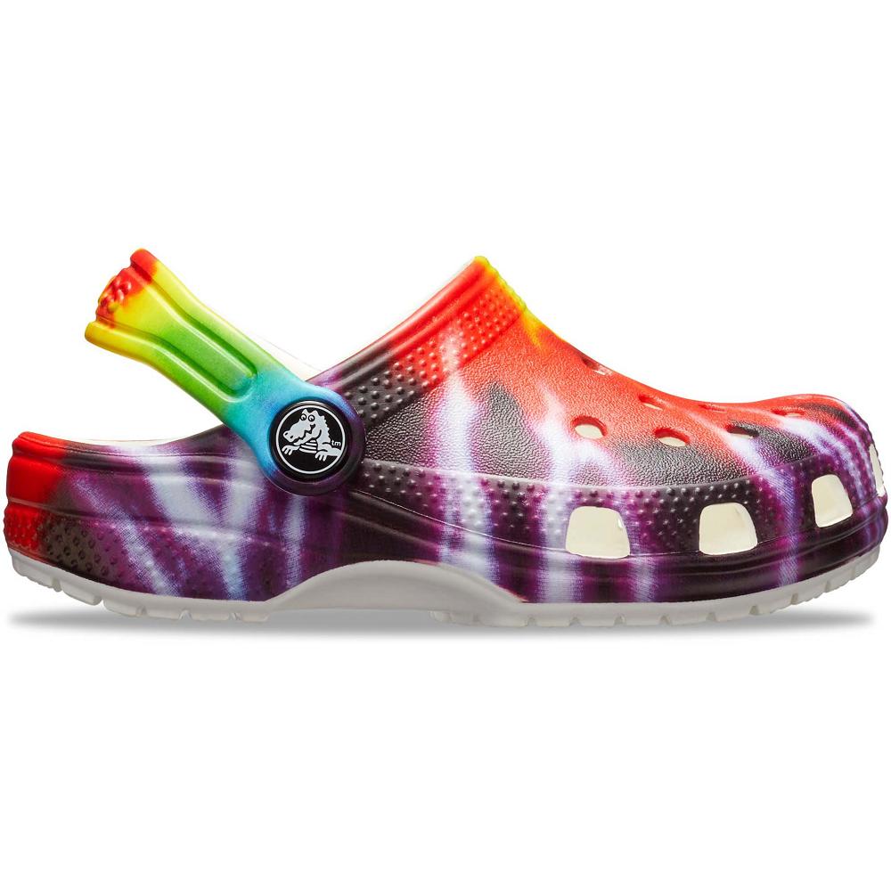 Crocs Classic TieNew Zealand -Dye Graphic Kids' Clogs Red / Multicolor | ZQBEWJ390