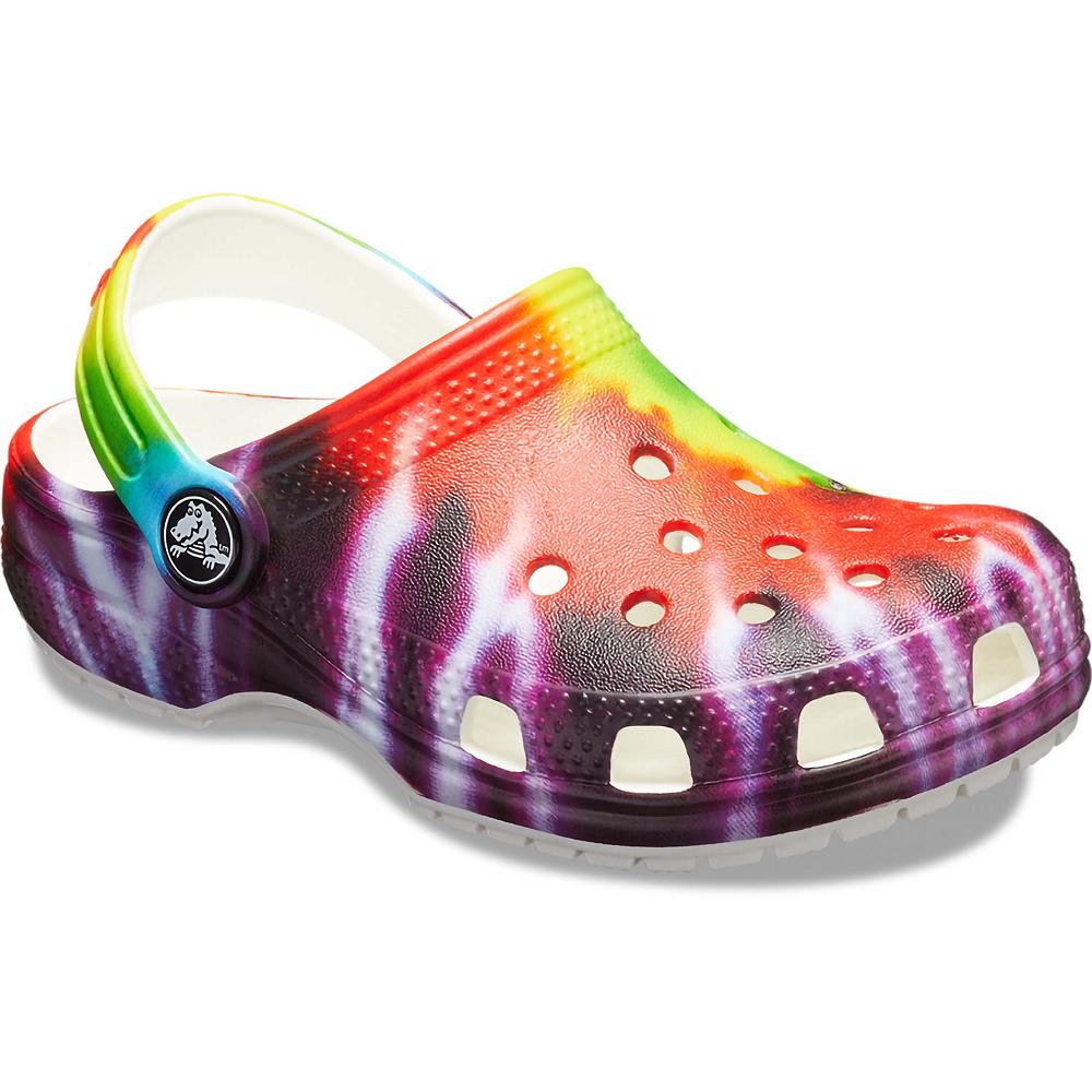 Crocs Classic TieNew Zealand -Dye Graphic Kids\' Clogs Red / Multicolor | ZQBEWJ390