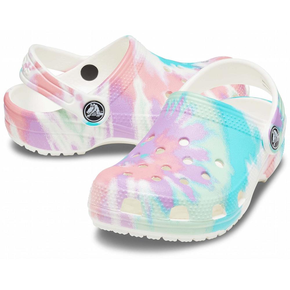 Crocs Classic TieNew Zealand -Dye Graphic Kids' Clogs Multicolor / White | NOZHWP901