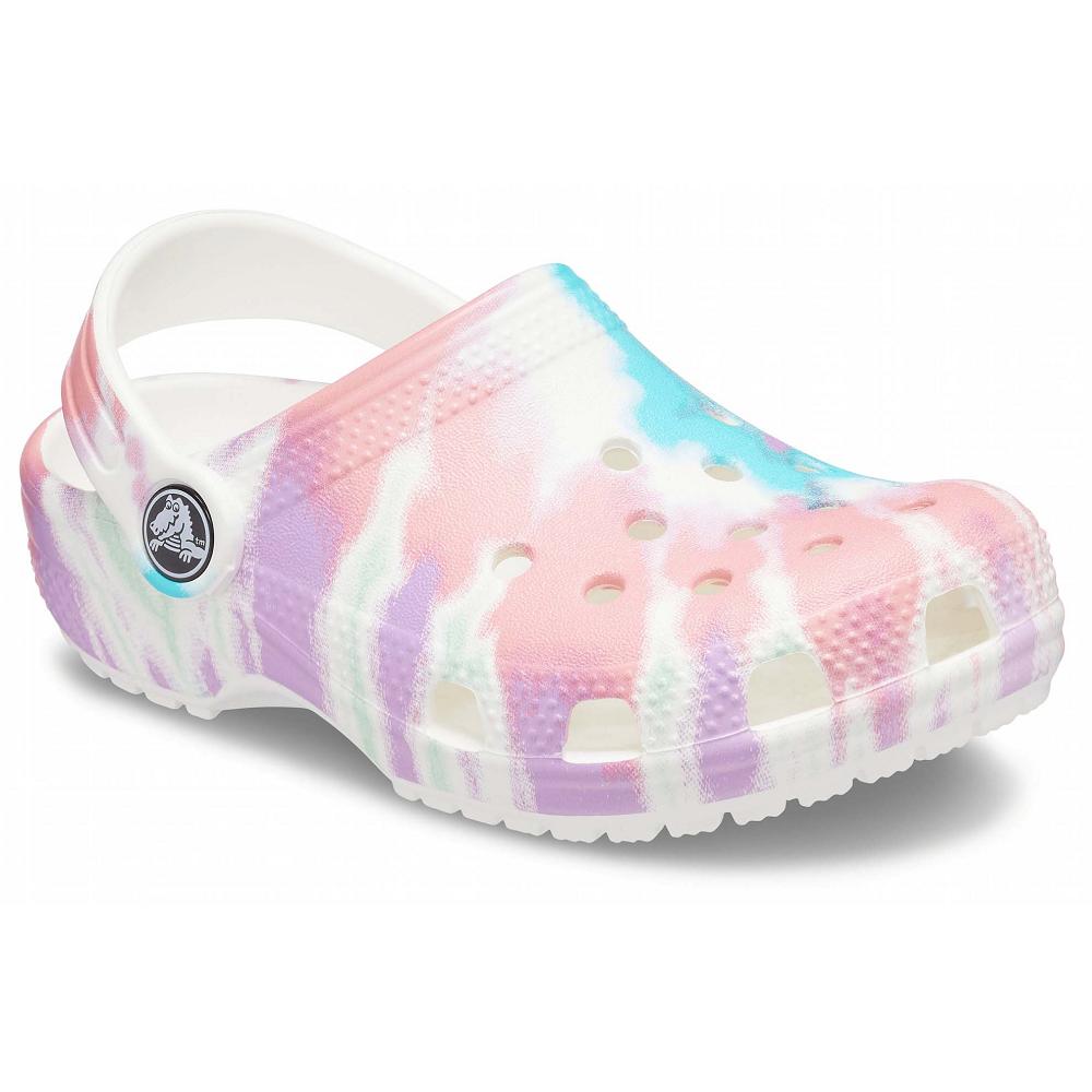 Crocs Classic TieNew Zealand -Dye Graphic Kids\' Clogs Multicolor / White | NOZHWP901