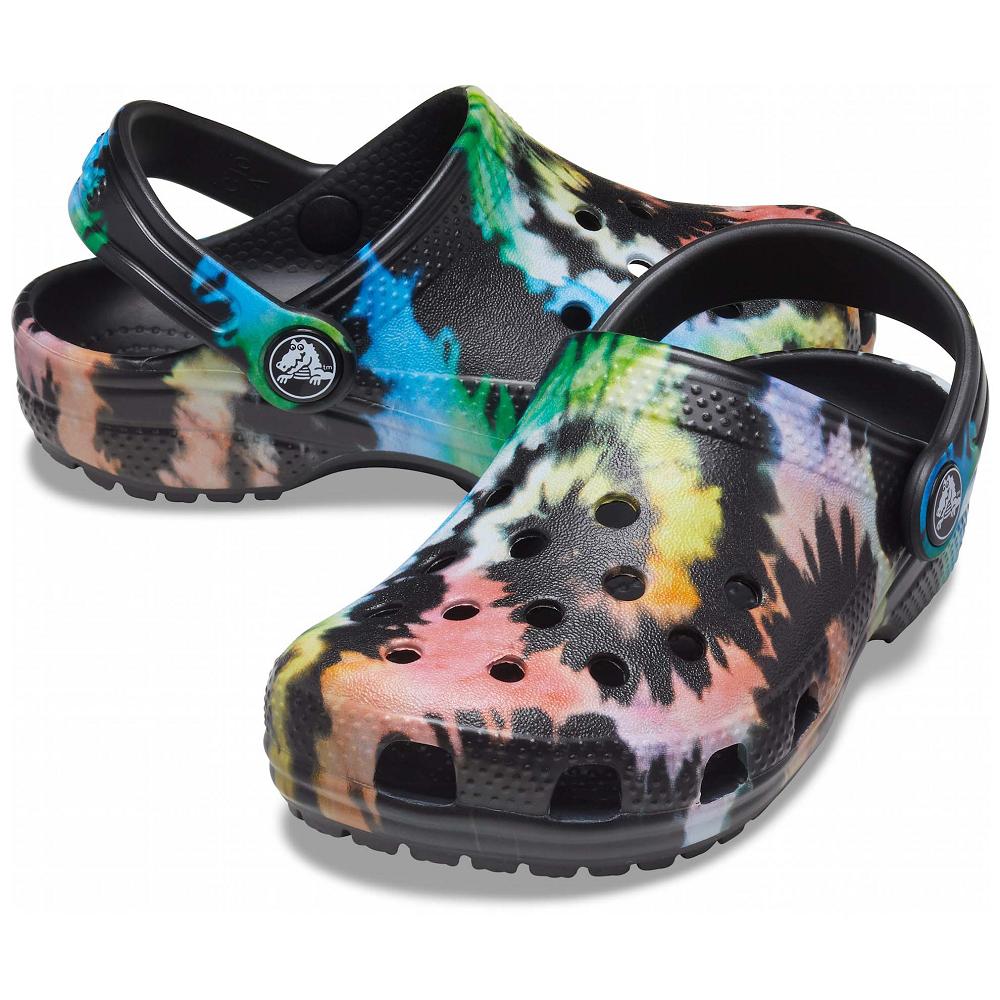 Crocs Classic TieNew Zealand -Dye Graphic Kids' Clogs Multicolor / Black | IZKFCB129