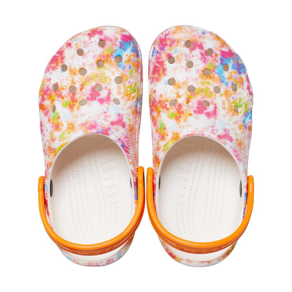 Crocs Classic TieNew Zealand -Dye Graphic Kids' Clogs White / Multicolor | KJIMFP412